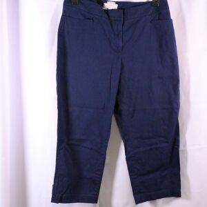 Talbots Womens 12 33x22.5 Navy Blue Curvy‎ Capri Pants High Rise Waist